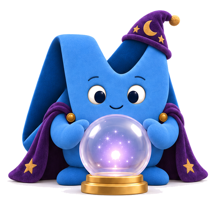 Manny as a fortune teller gazing into a crystal ball